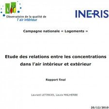 Etude des relations entre les concentrations dans l'air intérieur et extérieur