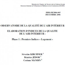 Élaboration d’indices de la qualité de l’air intérieur - phase 1 : inventaire des indices disponibles