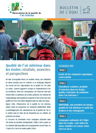 Qualité de l'air intérieur dans les écoles : résultats, avancées et perspectives