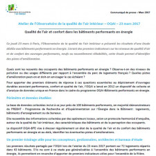 Communiqué de presse - Qualité de l’air et confort dans les bâtiments performants en énergie