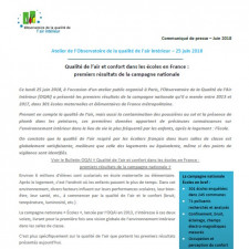 Communiqué de presse - Qualité de l’air et confort dans les écoles en France : premiers résultats de la campagne nationale