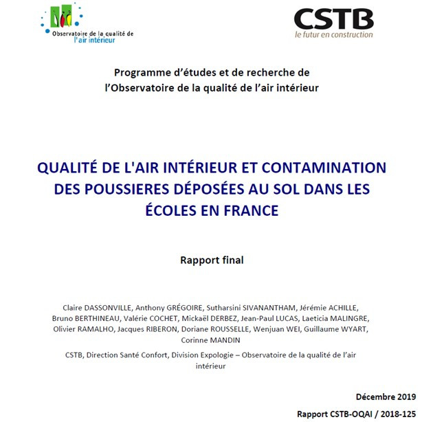 Rapport CNE - Qualité de l'air intérieur et contamination des poussières déposées au sol dans les écoles en France